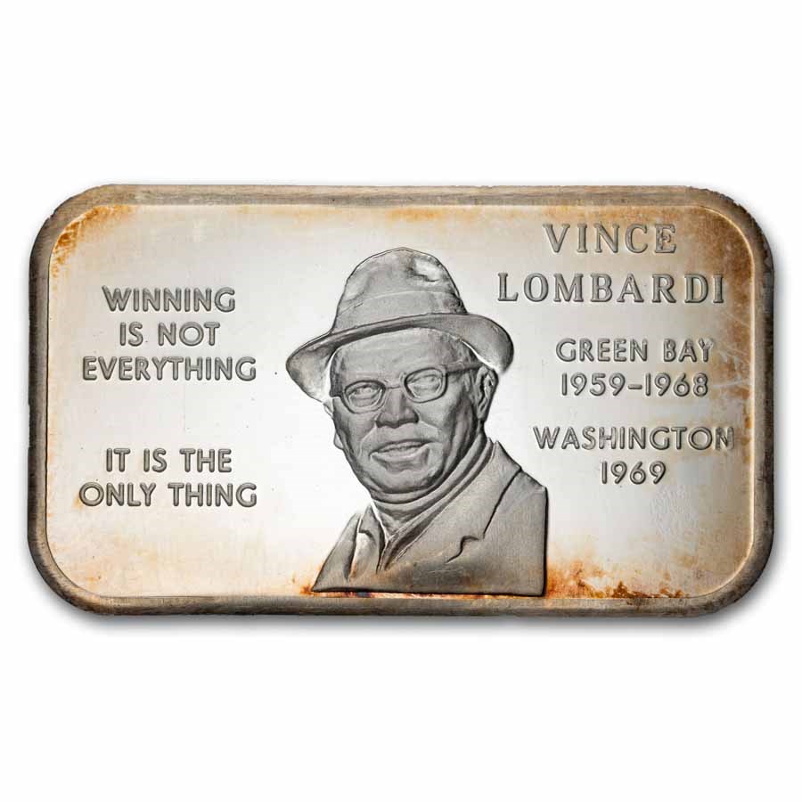 1 oz Silver Bar - Vintage Vince Lombardi (Packers NFL)