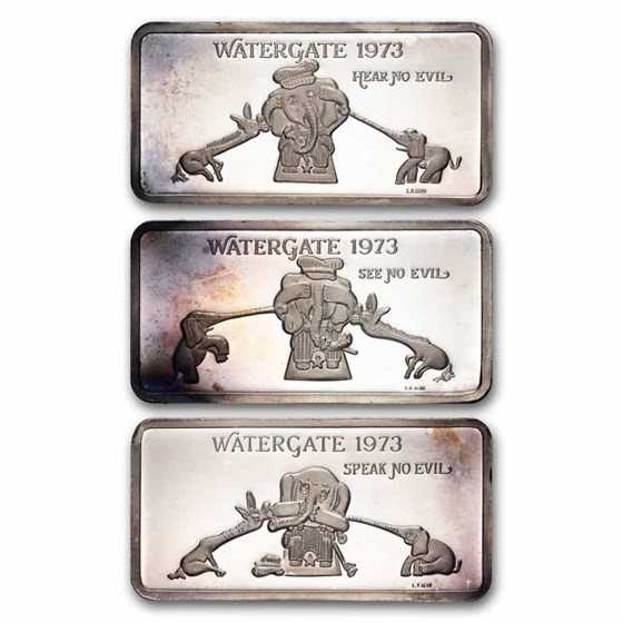 1 oz Silver Bar - Vintage Watergate 3-Bar Elephant Set