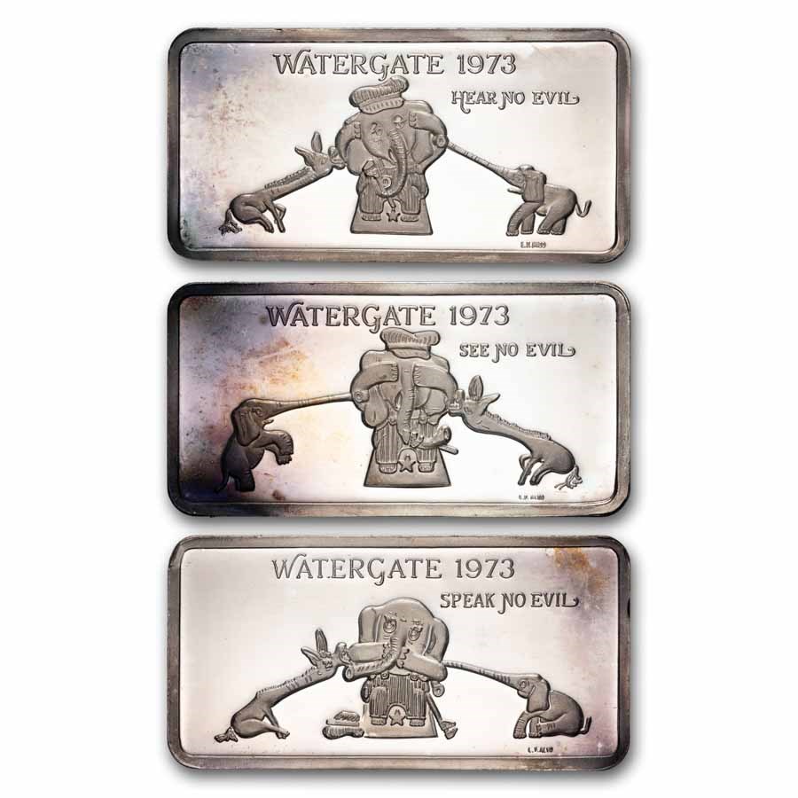 1 oz Silver Bar - Vintage Watergate 3-Bar Elephant Set