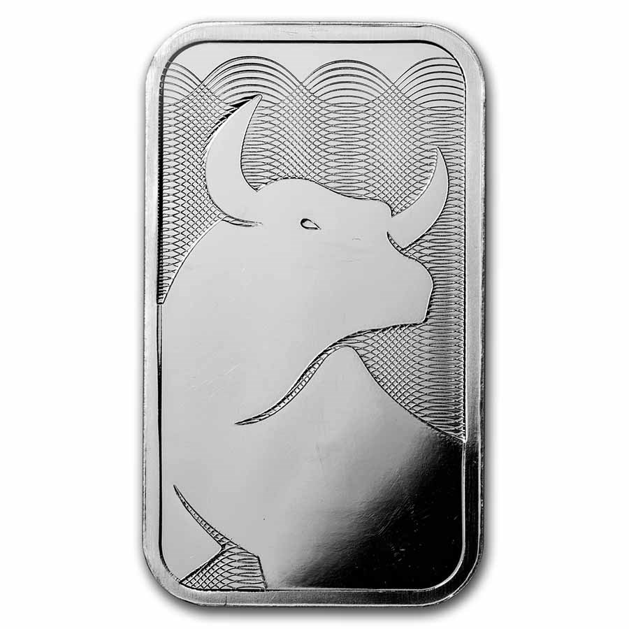 1 oz Silver Bar - Wall Street Bull