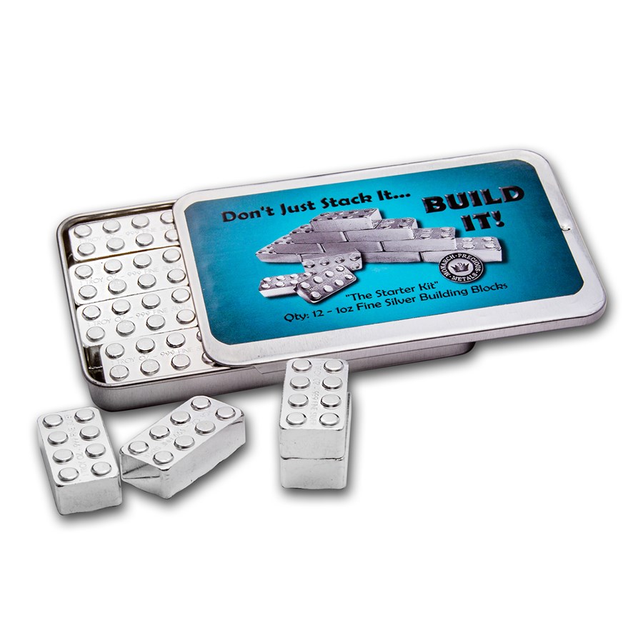 Buy 1 oz Silver Building Block Bars - 12-Piece Starter Pack | APMEX