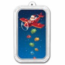 1 oz Silver Colorized Bar - APMEX (Airplane Santa)