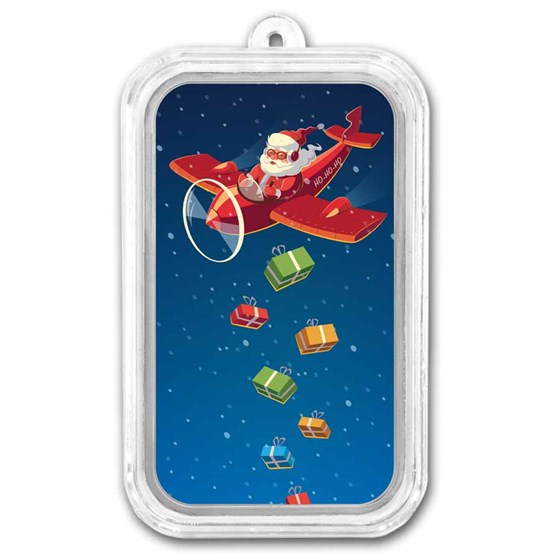 1 oz Silver Colorized Bar - APMEX (Airplane Santa) 1 oz Silver Colorized Bar - APMEX (Airplane Santa)