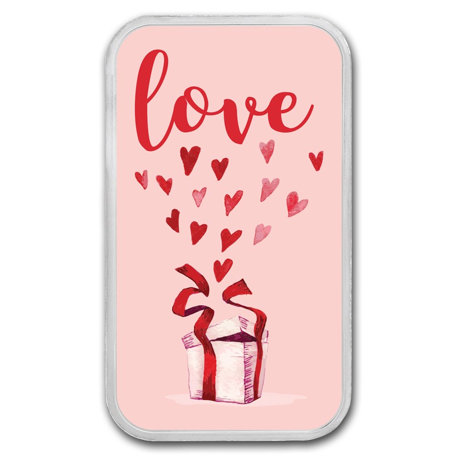 1 oz Silver Colorized Bar - APMEX (Gift of Love)