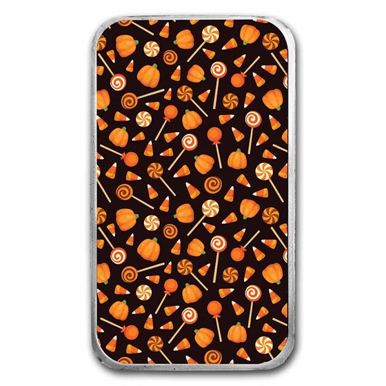 1 oz Silver Colorized Bar - APMEX (Halloween Treats Collage)