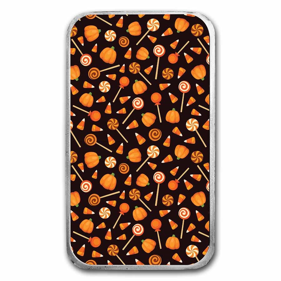 1 oz Silver Colorized Bar - APMEX (Halloween Treats Collage)