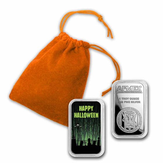1 oz Silver Colorized Bar - APMEX (Happy Halloween "Graveyard") 1 oz Silver Colorized Bar - APMEX (Happy Halloween "Graveyard")