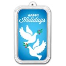 1 oz Silver Colorized Bar - APMEX (Happy Holidays Doves)