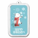 1 oz Silver Colorized Bar - APMEX (Happy Holidays, Polar Bear)