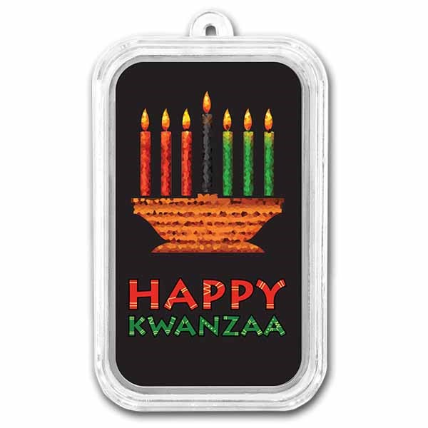 1 oz Silver Colorized Bar - APMEX (Happy Kwanzaa)