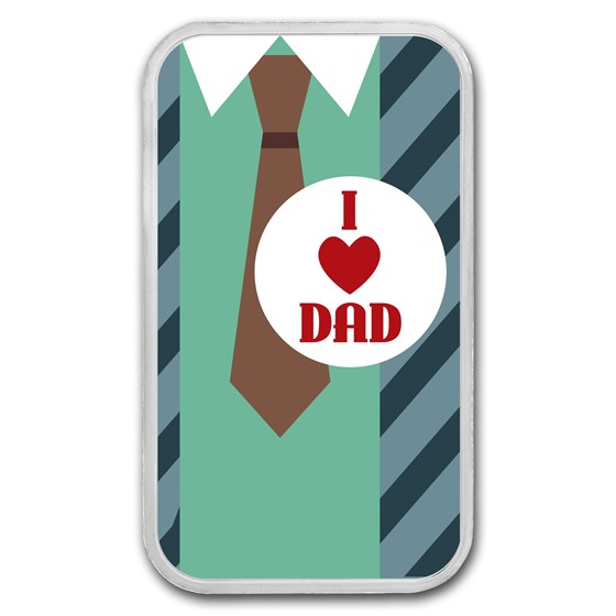 1 oz Silver Colorized Bar - APMEX (I Love Dad, Neck Tie)