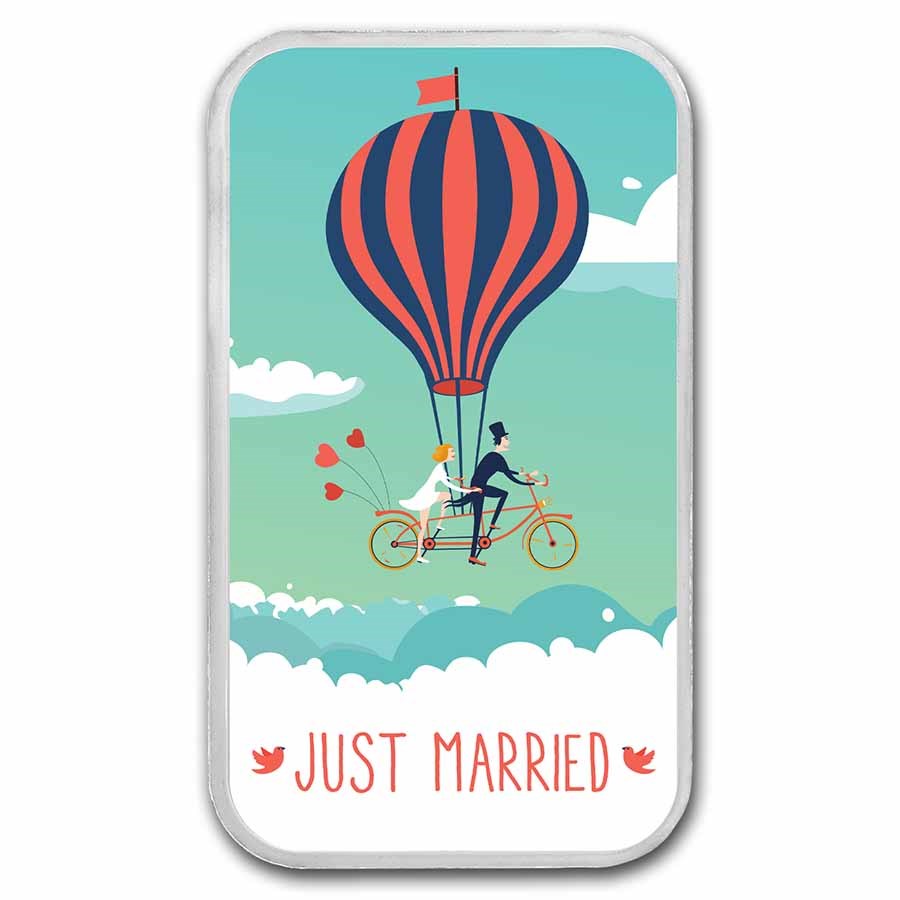 1 oz Silver Colorized Bar - APMEX (Just Married, Balloon Ride)