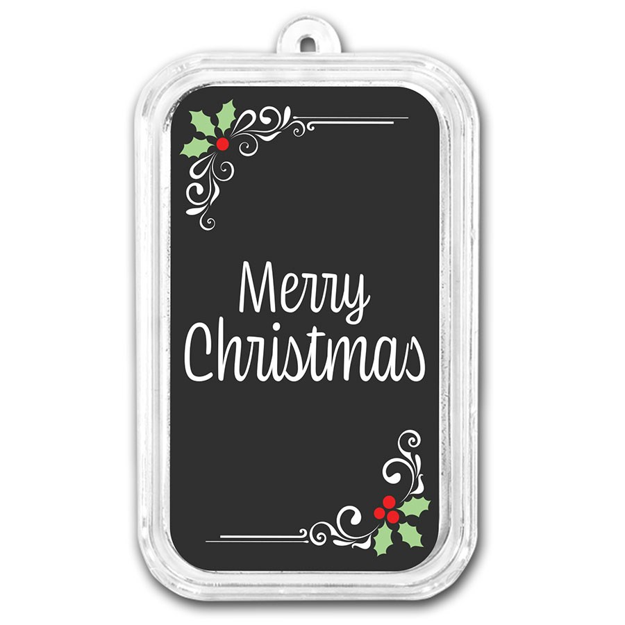 1 oz Silver Colorized Bar - APMEX (Merry Christmas, Elegant)