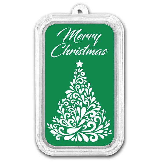 1 oz Silver Colorized Bar - APMEX (Merry Christmas Tree) 1 oz Silver Colorized Bar - APMEX (Merry Christmas Tree)
