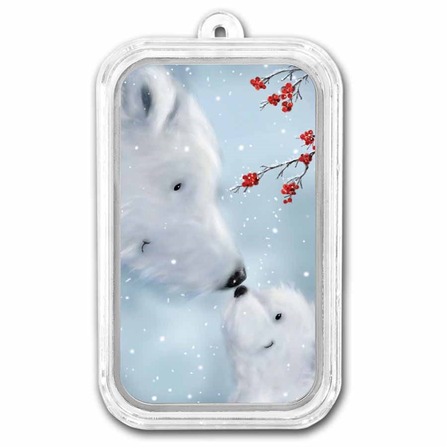 1 oz Silver Colorized Bar - APMEX (Polar Bears, Wintry Scene)