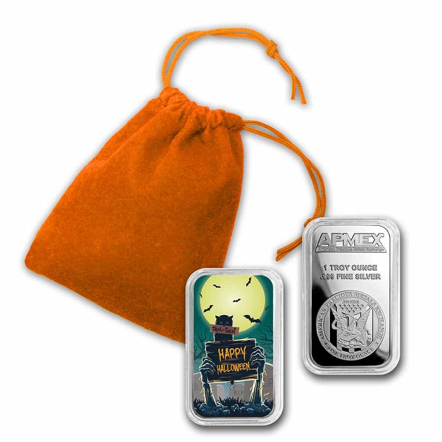 1 oz Silver Colorized Bar - APMEX (Trick or Treat "Graveyard")
