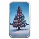 1 oz Silver Colorized Bar - Christmas Tree