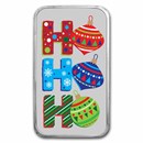 1 oz Silver Colorized Bar - Ho Ho Ho