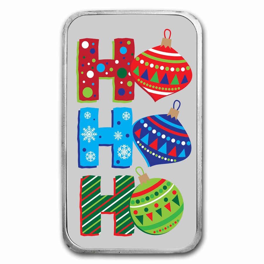 1 oz Silver Colorized Bar - Ho Ho Ho