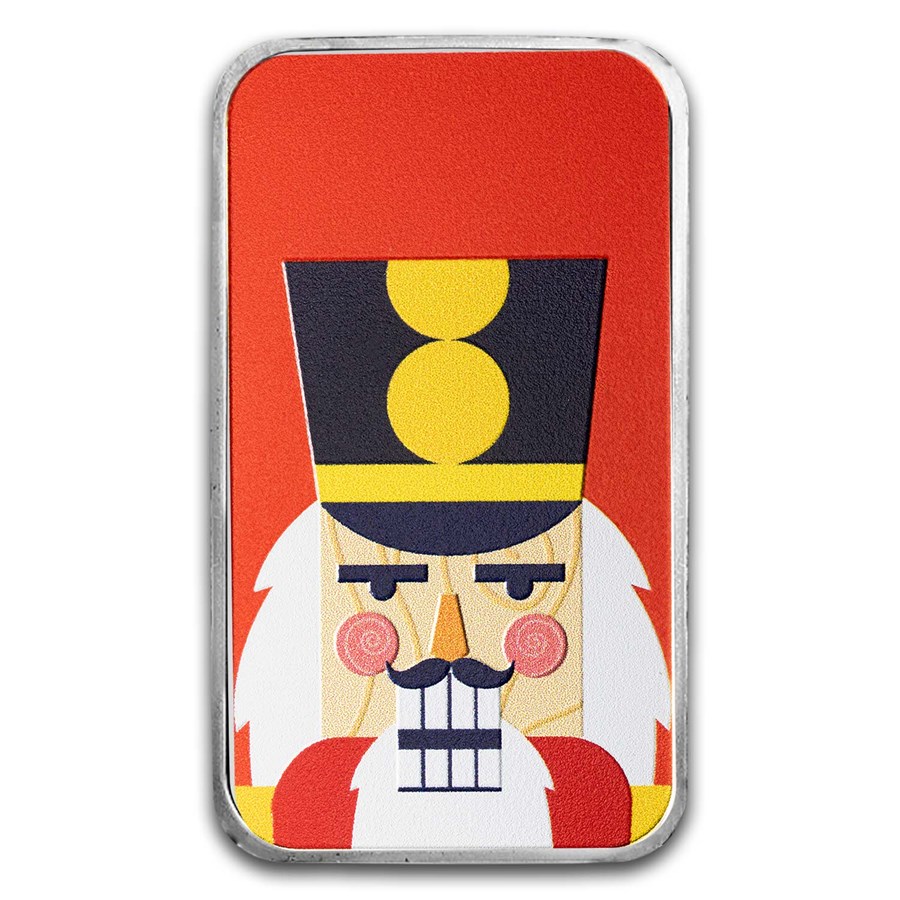1 oz Silver Colorized Bar - Joyful and Serious Nutcrackers