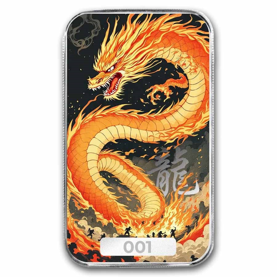 1 oz Silver Colorized Bar - Lucky Dragon (Huoyan)