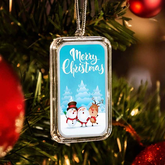 1 oz Silver Colorized Bar - Merry Christmas Carolers 1 oz Silver Colorized Bar - Merry Christmas Carolers