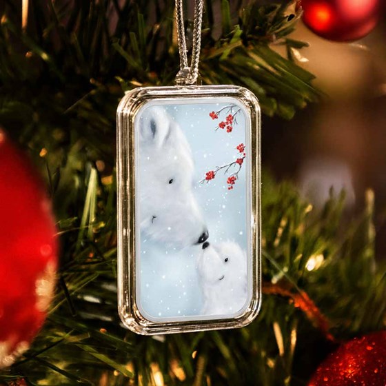 1 oz Silver Colorized Bar - Polar Bears, Wintry Scene