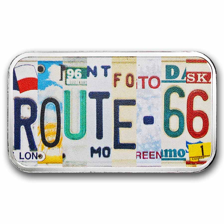 Buy 1 oz Silver Route 66 100th Anniv Colorized Bar | APMEX