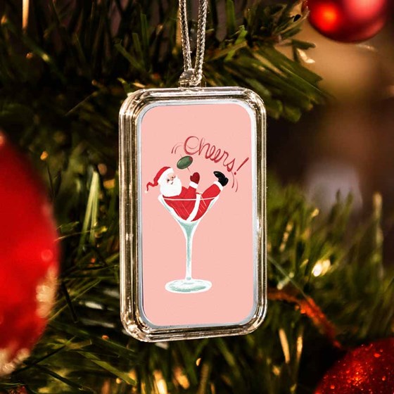 1 oz Silver Colorized Bar - Santa Cheers Martini 1 oz Silver Colorized Bar - Santa Cheers Martini