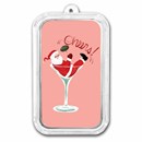 1 oz Silver Colorized Bar - Santa Cheers Martini