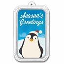 1 oz Silver Colorized Bar - Season's Greetings Penguin