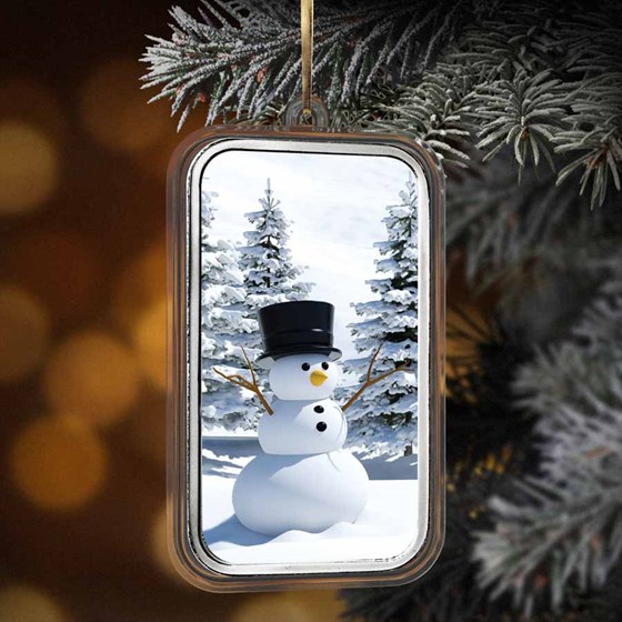 1 oz Silver Colorized Bar - Snowman