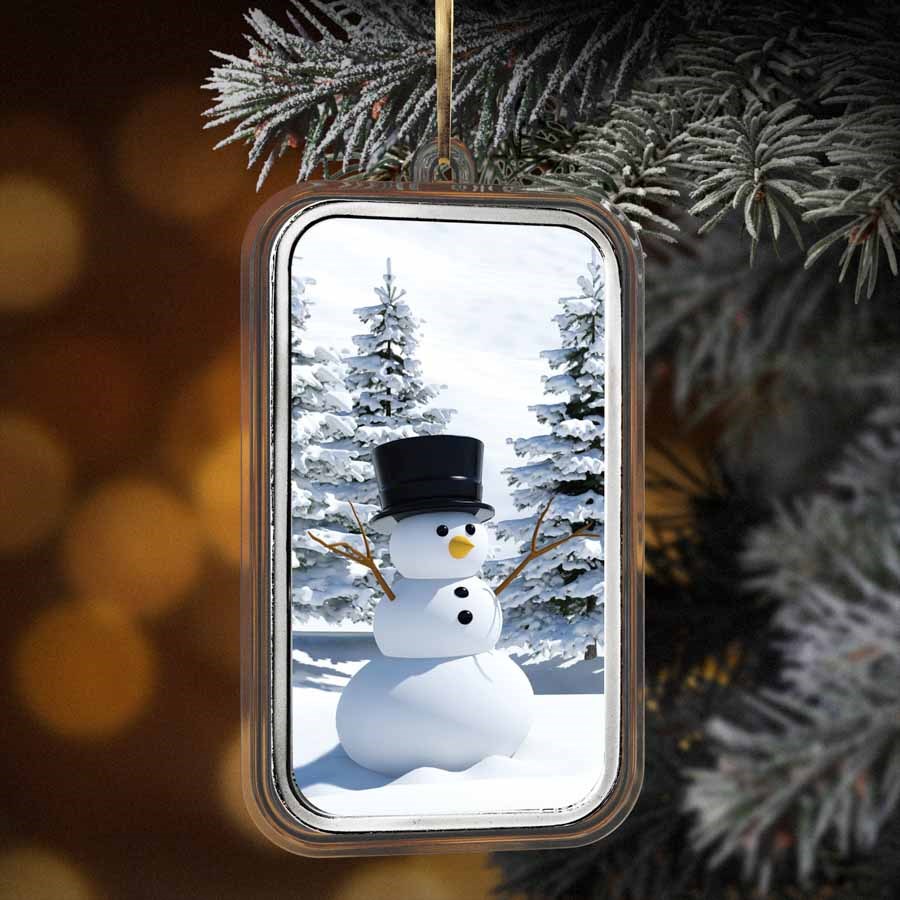 1 oz Silver Colorized Bar - Snowman