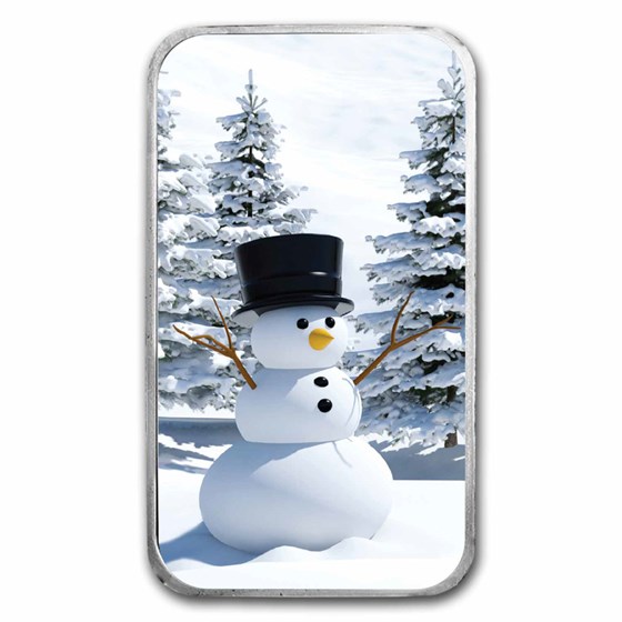 1 oz Silver Colorized Bar - Snowman