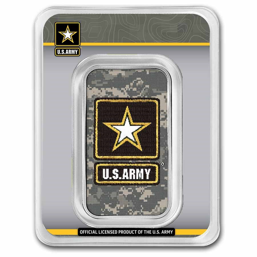 1 oz Silver Colorized Bar - U.S. Army Logo ACU (In TEP)