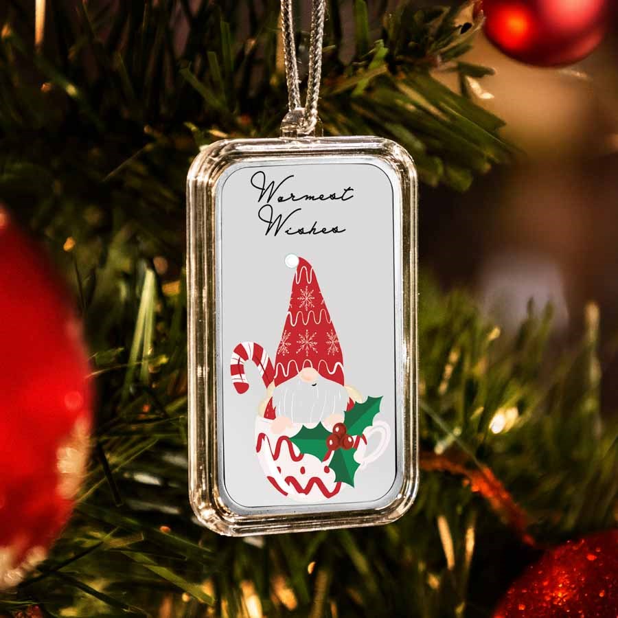 1 oz Silver Colorized Bar - Warmest Wishes Gnome