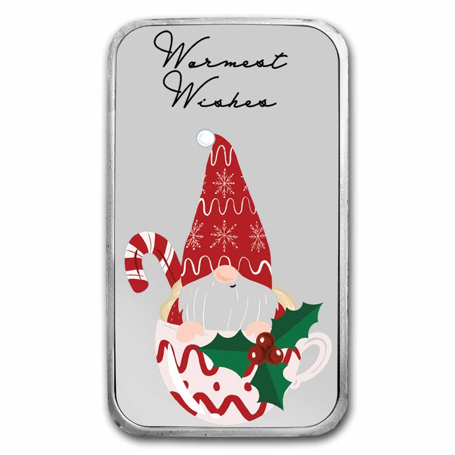 1 oz Silver Colorized Bar - Warmest Wishes Gnome