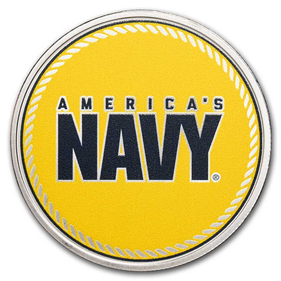 1 oz Silver Colorized Round - America's Navy - U.S. Navy Logo