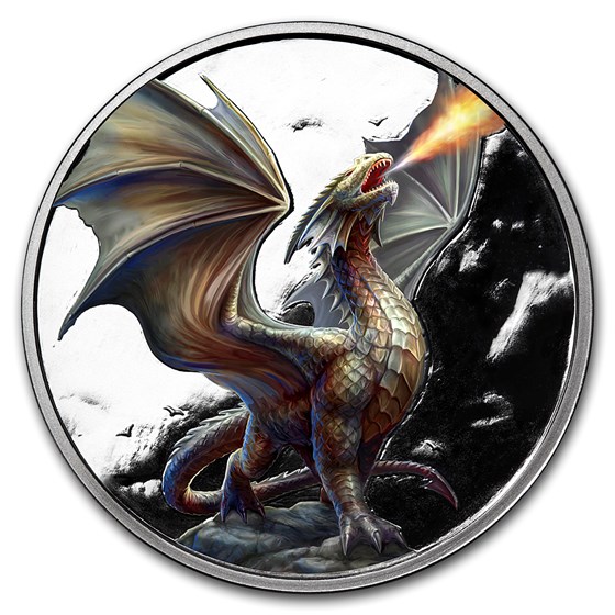 1 oz Silver Colorized Round - Anne Stokes Dragons: Noble Dragon 1 oz Silver Colorized Round - Anne Stokes Dragons: Noble Dragon