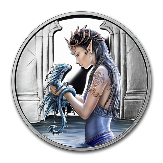 1 oz Silver Colorized Round - Anne Stokes Dragons: Water Dragon 1 oz Silver Colorized Round - Anne Stokes Dragons: Water Dragon