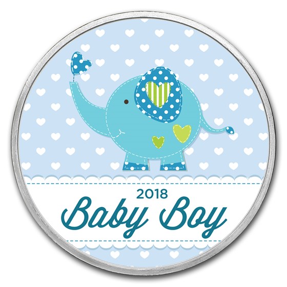 1 oz Silver Colorized Round - APMEX (2018 Baby Boy Elephant) 1 oz Silver Colorized Round - APMEX (2018 Baby Boy Elephant)
