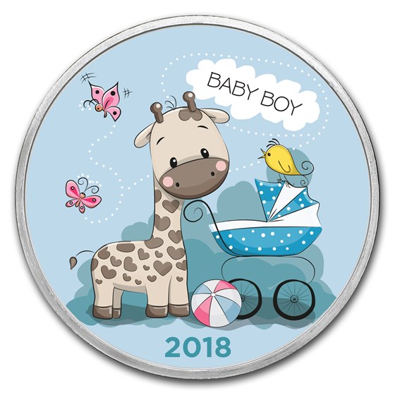 1 oz Silver Colorized Round - APMEX (2018 Baby Boy Giraffe) 1 oz Silver Colorized Round - APMEX (2018 Baby Boy Giraffe)