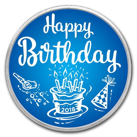 1 oz Silver Colorized Round - APMEX (2018 Birthday Blue) 1 oz Silver Colorized Round - APMEX (2018 Birthday Blue)