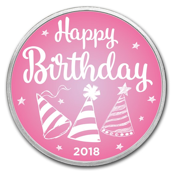 1 oz Silver Colorized Round - APMEX (2018 Birthday Pink) 1 oz Silver Colorized Round - APMEX (2018 Birthday Pink)