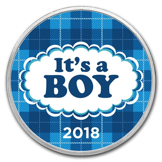 1 oz Silver Colorized Round - APMEX (2018 It's A Boy Plaid) 1 oz Silver Colorized Round - APMEX (2018 It's A Boy Plaid)
