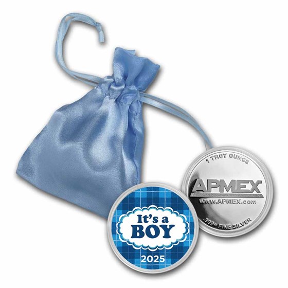 1 oz Silver Colorized Round - APMEX (2021 It's A Boy Plaid) 1 oz Silver Colorized Round - APMEX (2021 It's A Boy Plaid)