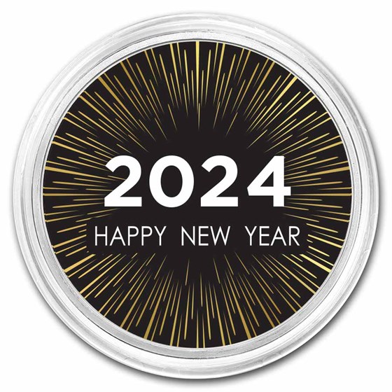 1 oz Silver Colorized Round - APMEX (2024 - Happy New Year)