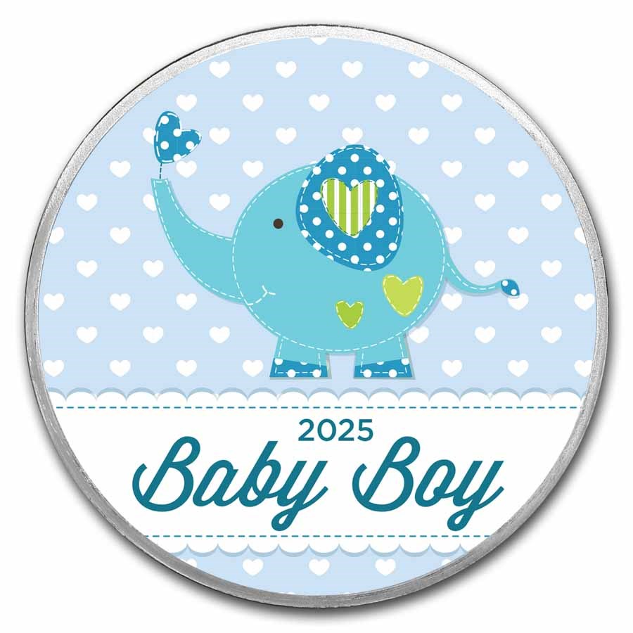1 oz Silver Colorized Round - APMEX (2025 Baby Boy, Elephant)