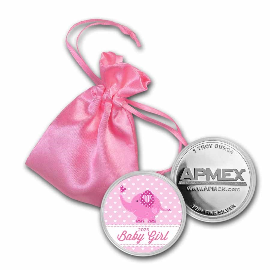 1 oz Silver Colorized Round - APMEX (2025 Baby Girl, Elephant)