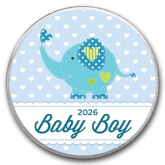 1 oz Silver Colorized Round - APMEX (2026 Baby Boy, Elephant)